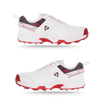 SG Savage Spikes 1.0 Cricket Shoes | White\Red\Grey