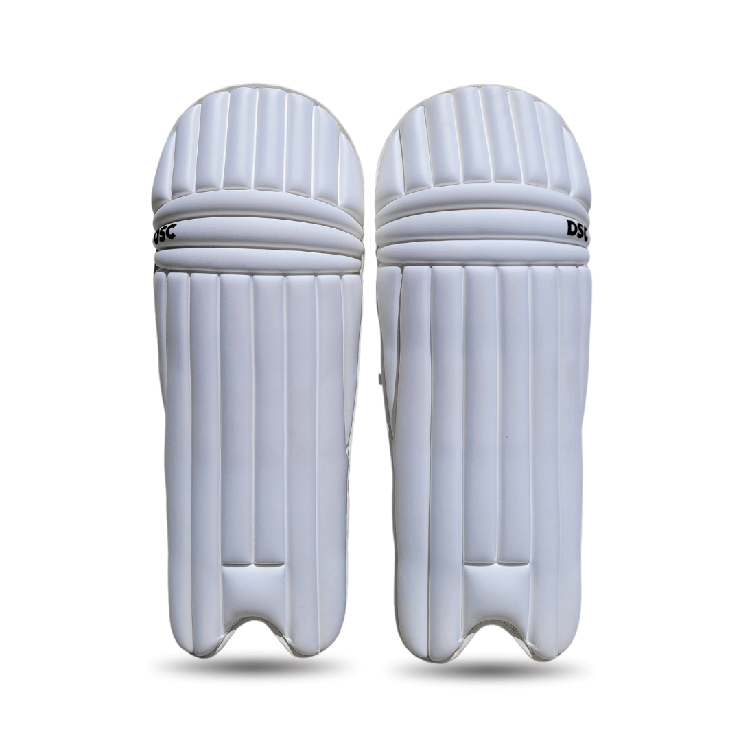 DSC Flex Lite Moulded Batting Leg Guard (White) – Lightweight cricket pads with high-density foam protection.