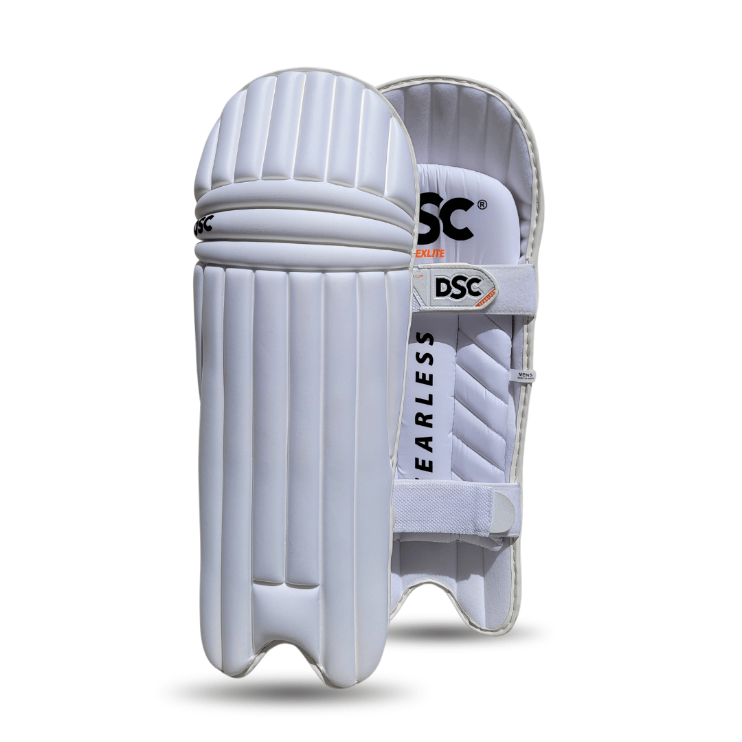 DSC Flex Lite Moulded Batting Leg Guard (White) – Lightweight cricket pads with high-density foam protection.