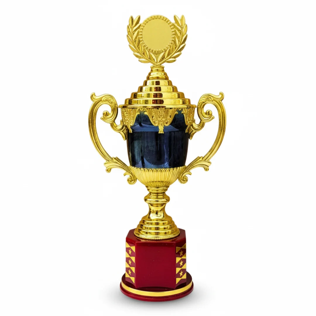 Cricket trophy with space for custom logo or engraved text – perfect for personalized awards.