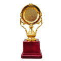Small cricket trophy with miniature bat and ball – ideal for participation prizes.