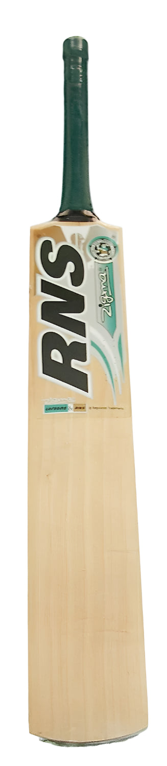 RNS Professional Kashmir Willow Cricket Bat, crafted from premium Kashmir willow for durability and performance, ideal for hard tennis balls and suitable for leather balls. Available in sizes 5 and 6, designed for optimal stroke play and consistent performance. Note: Actual bat design may differ slightly from the image shown.