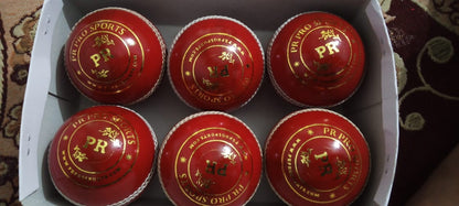 P & R Handmade 4-piece Cricket Leather Balls-Grade A (White and Red)
