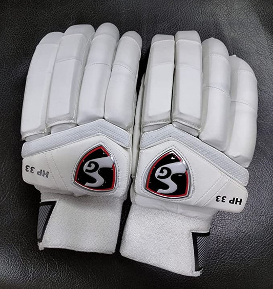 SG HP lite All White Cricket Batting Gloves (Adult, Right Hand)