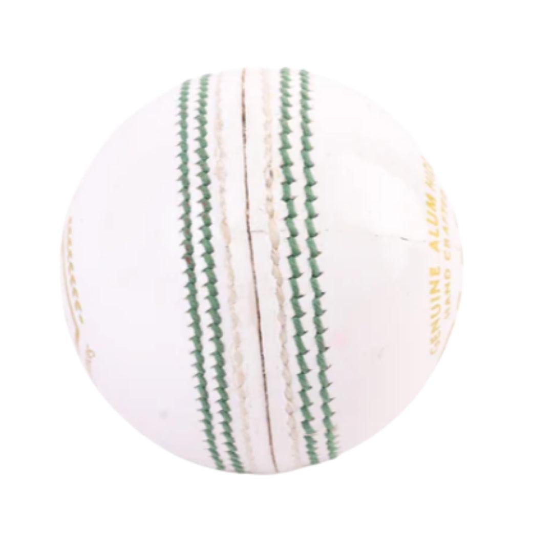 SG Club Cricket Leather Ball - WHITE: Made from premium alum-tanned leather for durability and performance.