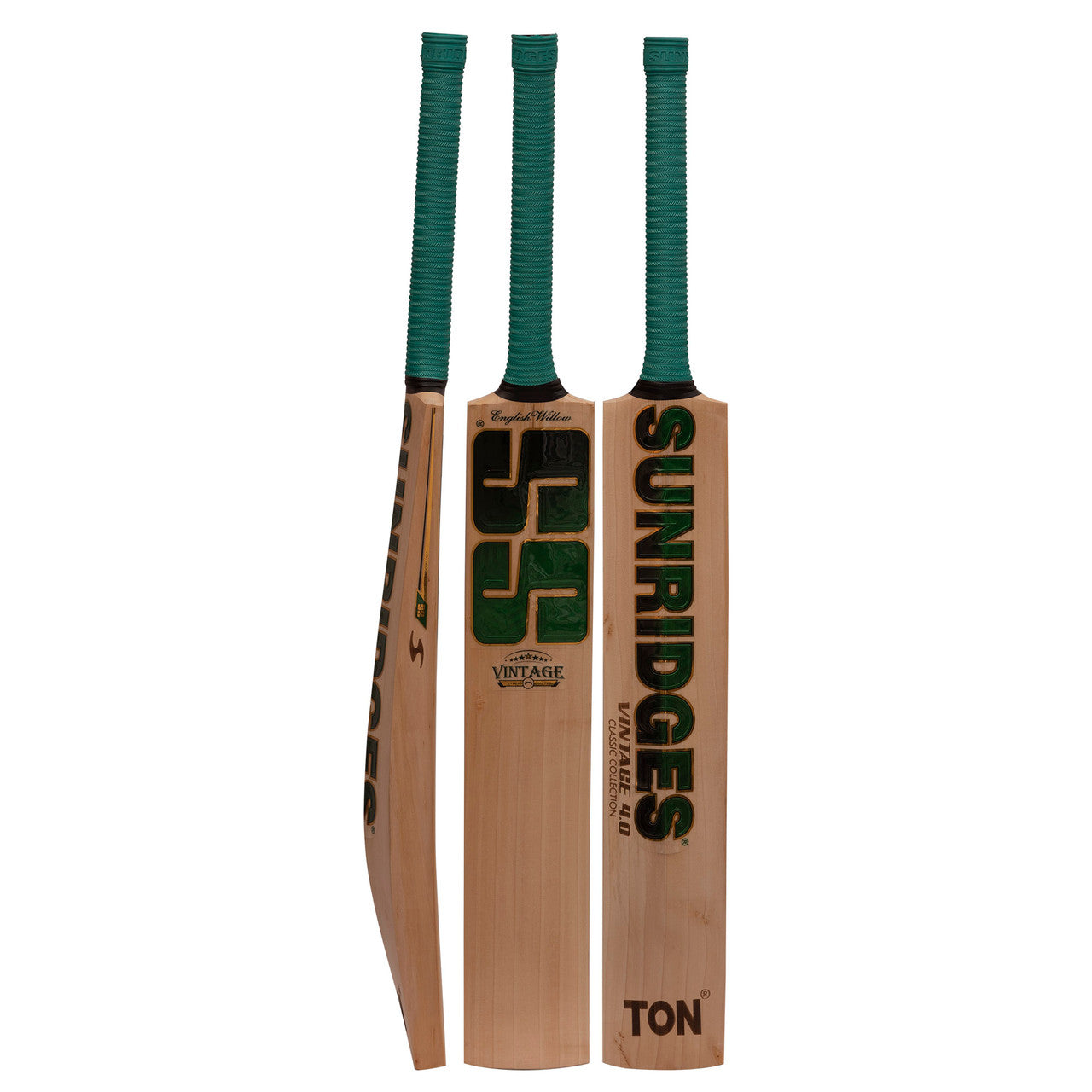 SS Vintage 4.0 English Willow Cricket Bat made from hand-selected air-dried English willow, featuring a light pickup, large playing area, superb grip, and balanced weight for optimal performance and control.
